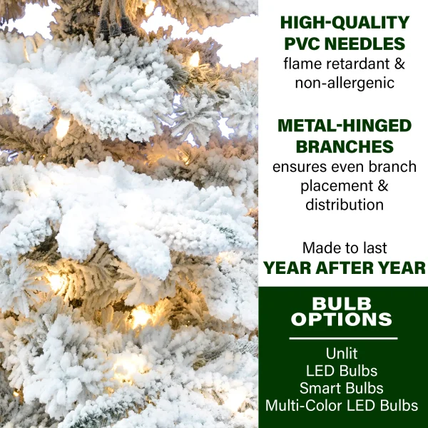 Fraser Hill Farm 9-ft Mountain Pine Pre-lit Flocked White Artificial Christmas Tree with Clear Incandescent Lights - Image 11