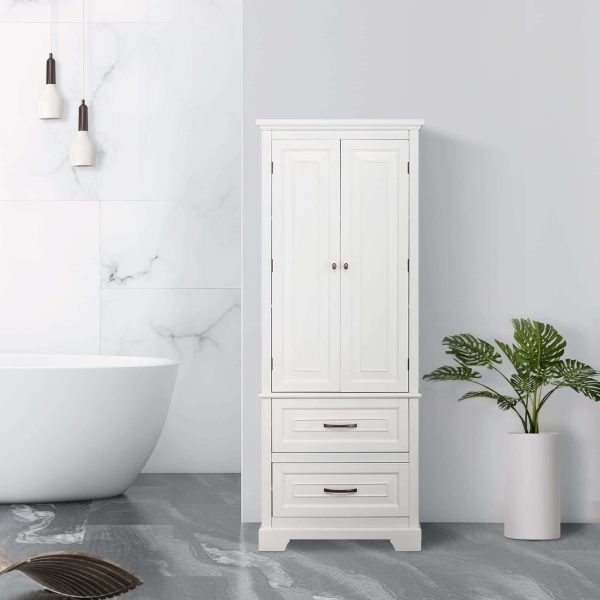 Teamson Home St. James 24-in W x 62.25-in H x 16-in D White Mdf Freestanding Linen Cabinet - Image 2