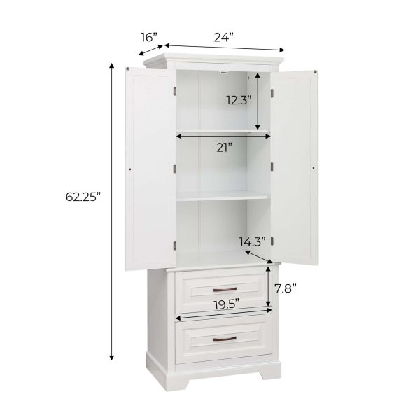 Teamson Home St. James 24-in W x 62.25-in H x 16-in D White Mdf Freestanding Linen Cabinet - Image 5