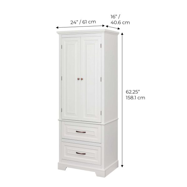 Teamson Home St. James 24-in W x 62.25-in H x 16-in D White Mdf Freestanding Linen Cabinet - Image 4
