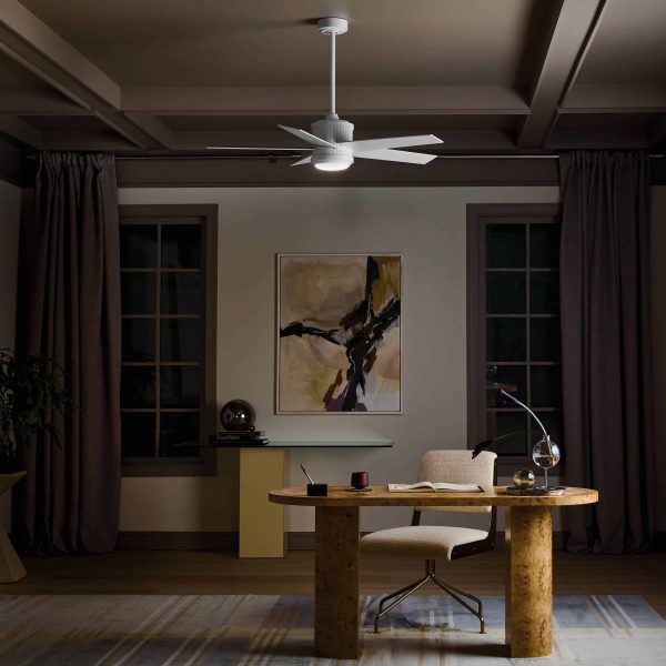 Kichler Brahm 48-in Matte White Integrated LED Indoor Ceiling Fan with Light and Remote (5-Blade) - Image 9