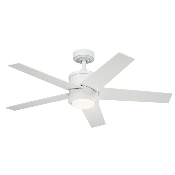 Kichler Brahm 48-in Matte White Integrated LED Indoor Ceiling Fan with Light and Remote (5-Blade)