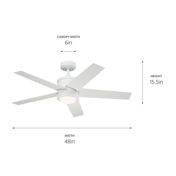 Kichler Brahm 48-in Matte White Integrated LED Indoor Ceiling Fan with Light and Remote (5-Blade) - Image 12