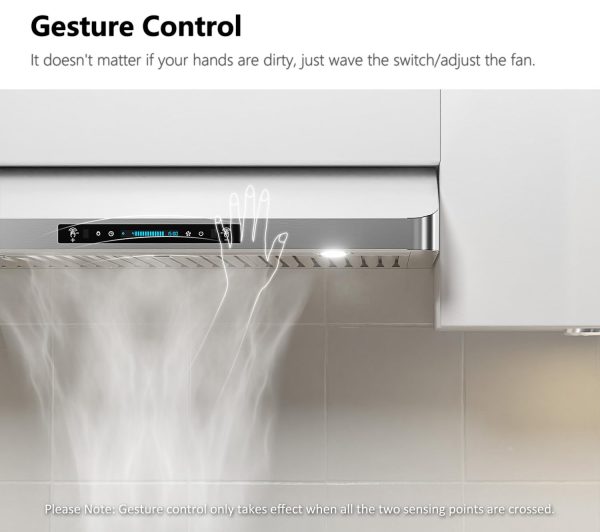 IKTCH 30 Inch Under Cabinet Range Hood with 900-CFM, 4 Speed Gesture Sensing   Touch Control Panel (IKC01-30) - Image 6