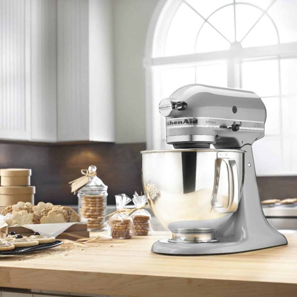 Artisan Series 5 Quart Tilt Head Stand Mixer with Pouring Shield KSM150PS, Metallic Chrome - Image 4