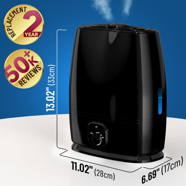 Everlasting Comfort Cool Mist Humidifiers for Bedroom (6L)   Humidifier Large Room No-Filter, Quiet Air Humidifier, Black - Image 5