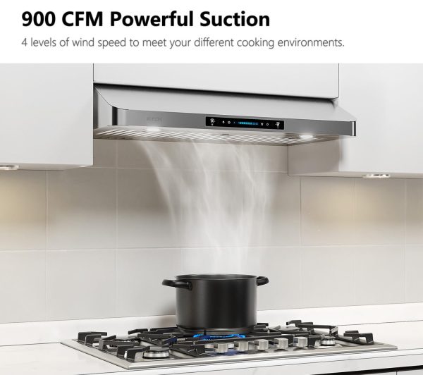 IKTCH 30 Inch Under Cabinet Range Hood with 900-CFM, 4 Speed Gesture Sensing   Touch Control Panel (IKC01-30) - Image 7