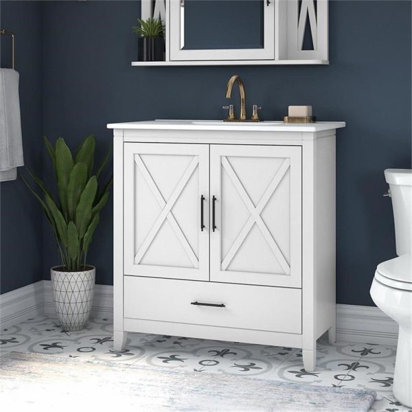 Furniture Key West 32W Bathroom Vanity with Sink in White Ash - Image 6