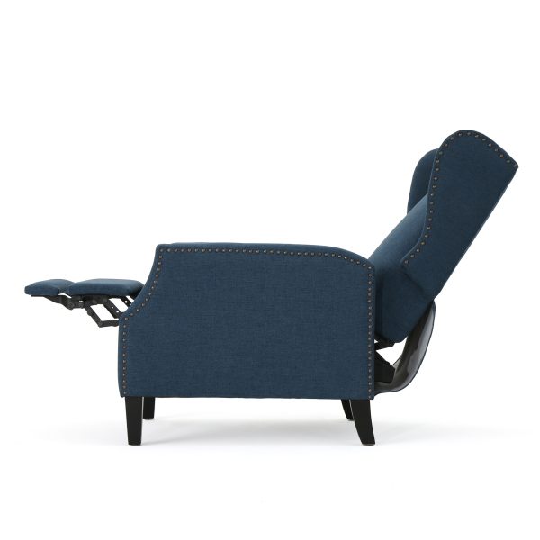 Home Wescott Contemporary Recliners (Set of 2), Navy Blue + Dark Brown - Image 2