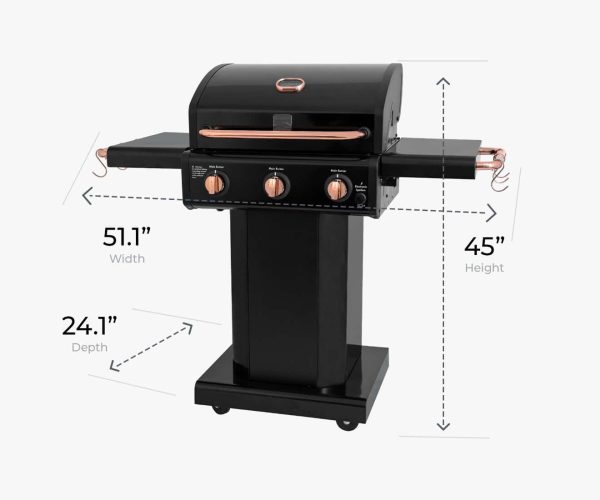 Black with Copper Accent 3-Burner Liquid Propane Gas Grill - Image 14