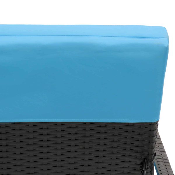 Outdoor Living Poly-lumber Frame Stationary Chaise Lounge Chair with Blue Cushioned Seat - Image 3