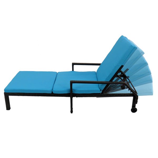 Outdoor Living Poly-lumber Frame Stationary Chaise Lounge Chair with Blue Cushioned Seat - Image 4