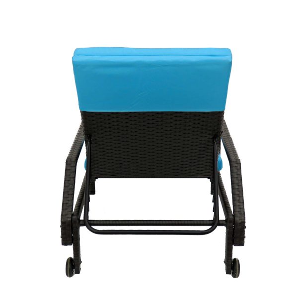 Outdoor Living Poly-lumber Frame Stationary Chaise Lounge Chair with Blue Cushioned Seat - Image 2