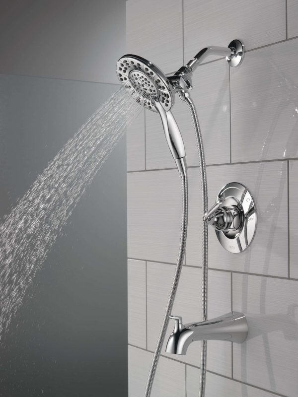 Arvo Chrome 1-handle Multi-function Round Bathtub and Shower Faucet Valve Included - Image 9