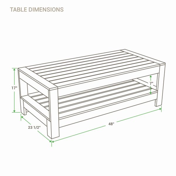 Casual Logan Rectangle Outdoor Coffee Table 23.5-in W x 48-in L - Image 5