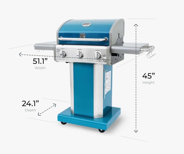Teal 3-Burner Liquid Propane Gas Grill - Image 2