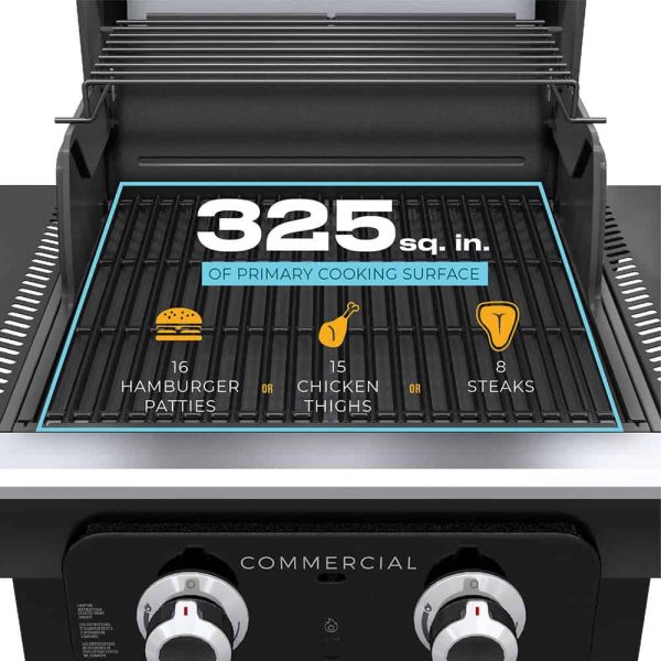 Commercial Series Grill and Griddle Combo Stainless Steel 2-Burner Liquid Propane and Natural Gas Infrared Gas Grill - Image 16