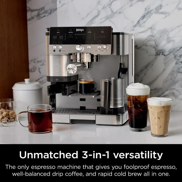 Espresso Machine, Luxe Café Premier Series, Drip Coffee Maker and Rapid Cold Brew, Integrated Grinder, Assisted Tamper, ES601 - Image 3