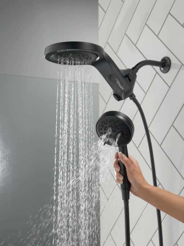 Matte Black Round Rain Shower Head Handheld Shower Head 2.5-GPM (9.5-LPM) - Image 2