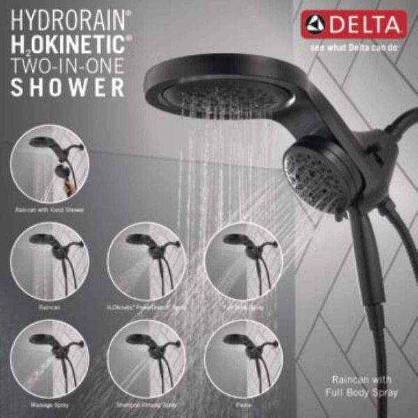Matte Black Round Rain Shower Head Handheld Shower Head 2.5-GPM (9.5-LPM) - Image 5