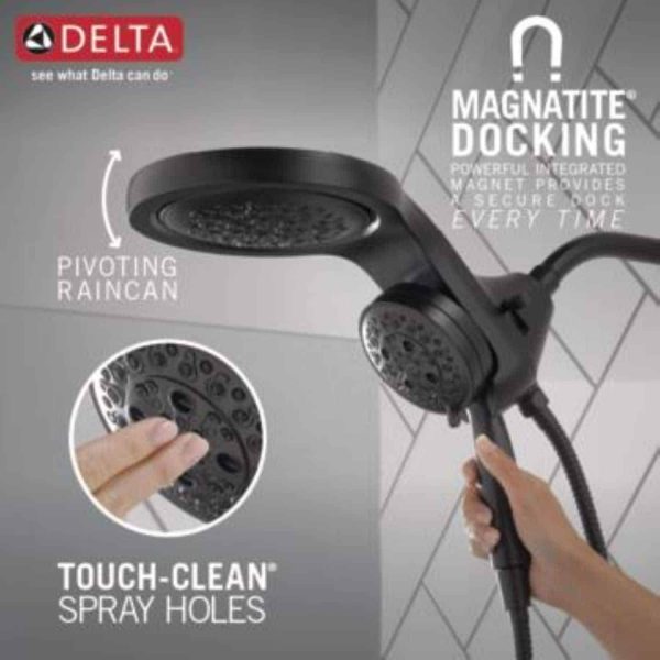Matte Black Round Rain Shower Head Handheld Shower Head 2.5-GPM (9.5-LPM) - Image 6