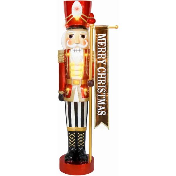 Fraser Hill Farm 48-in Nutcracker Free Standing Decoration with White LED Lights