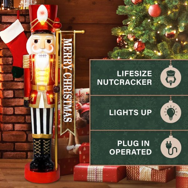 Fraser Hill Farm 48-in Nutcracker Free Standing Decoration with White LED Lights - Image 16