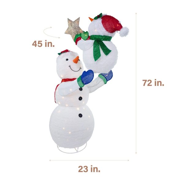 Fraser Hill Farm 72-in Snowman Free Standing Decoration with White LED Lights - Image 2