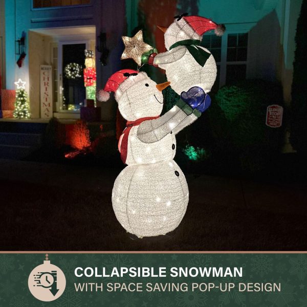 Fraser Hill Farm 72-in Snowman Free Standing Decoration with White LED Lights - Image 3
