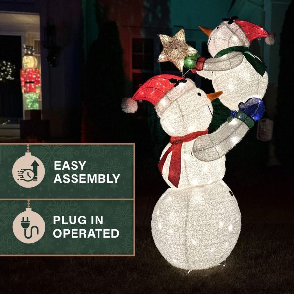 Fraser Hill Farm 72-in Snowman Free Standing Decoration with White LED Lights - Image 6