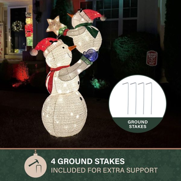 Fraser Hill Farm 72-in Snowman Free Standing Decoration with White LED Lights - Image 5