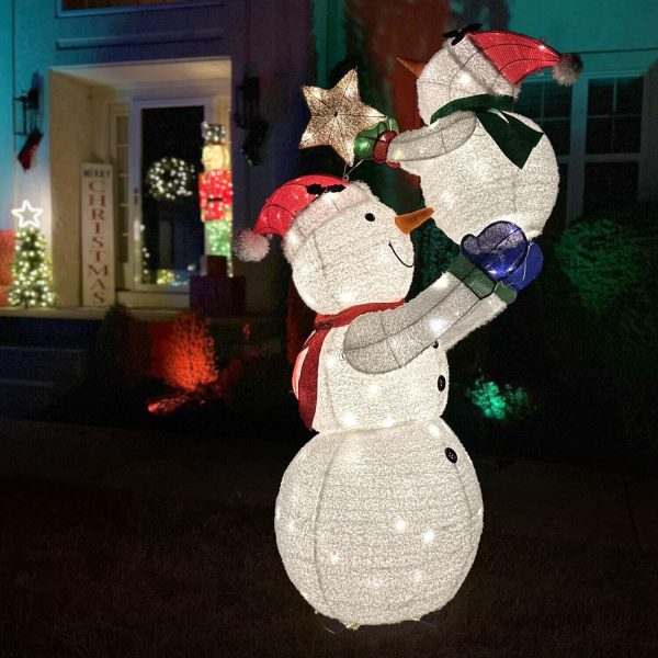 Fraser Hill Farm 72-in Snowman Free Standing Decoration with White LED Lights - Image 8