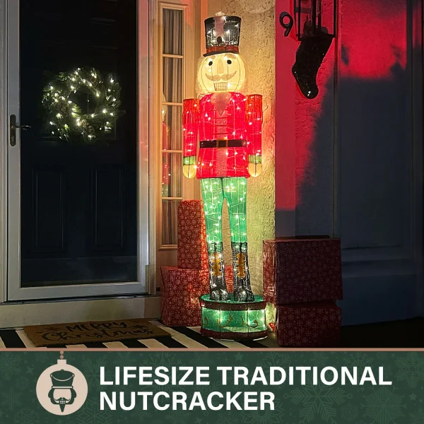 Fraser Hill Farm 72-in Nutcracker Free Standing Decoration with White LED Lights - Image 6