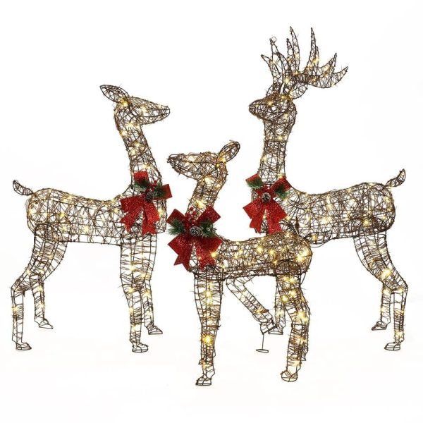 LuxenHome 57.6-in Deer Free Standing Decoration with White LED Lights