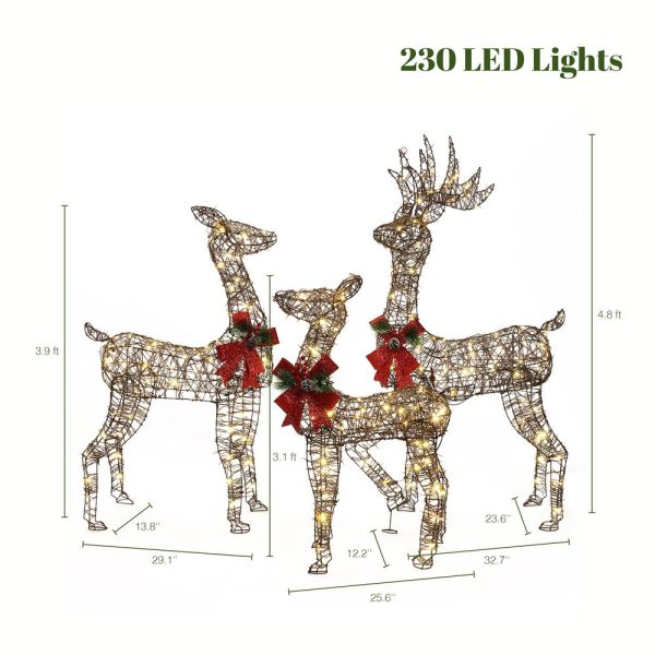 LuxenHome 57.6-in Deer Free Standing Decoration with White LED Lights - Image 3