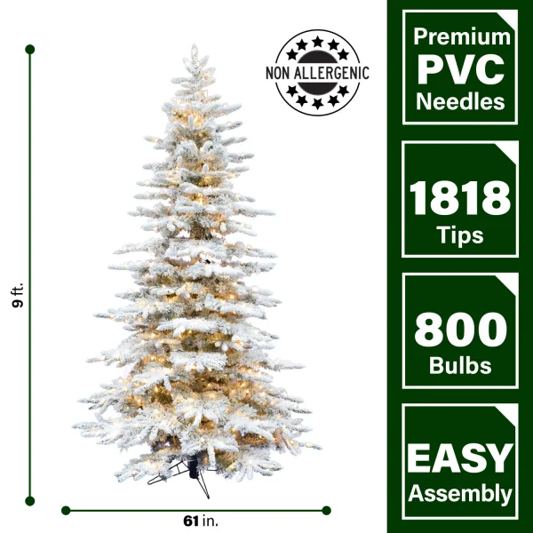 Fraser Hill Farm 9-ft Mountain Pine Pre-lit Flocked White Artificial Christmas Tree with Clear Incandescent Lights - Image 12