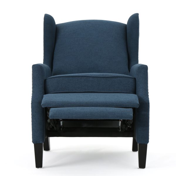 Home Wescott Contemporary Recliners (Set of 2), Navy Blue + Dark Brown - Image 4
