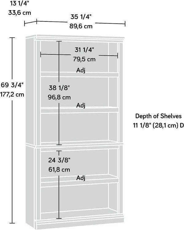 Sauder Select Collection 5-Shelf Bookcase, Washington Cherry finish - Image 3