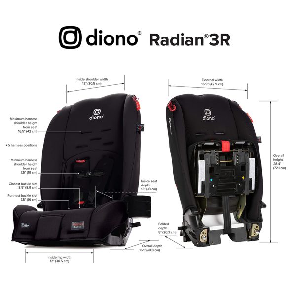 Diono Radian 3R, 3-in-1 Convertible Car Seat, Rear Facing   Forward Facing, 10 Years 1 Car Seat, Slim Fit 3 Across, Jet Black - Image 2