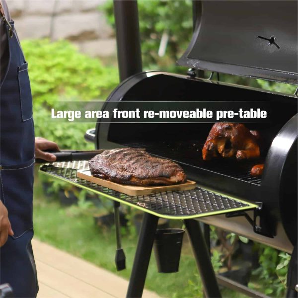 MFSTUDIO Heavy Duty Smoker, X-Large Charcoal Grill with Offset Smoker, 942 sq.in. Cooking Area, Black - Image 4