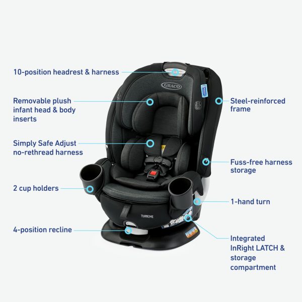 Graco Turn2Me 3-in-1 Rotating Convertible Car Seat, Rear to Forward Facing   Highback Booster, Easy Installation, Brighton - Image 2