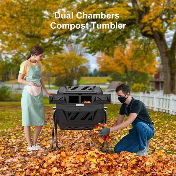 Compost Tumbler Bin Composter Dual Chamber 43 Gallon (Bundled with Pearson s Gardening Gloves) - Image 7