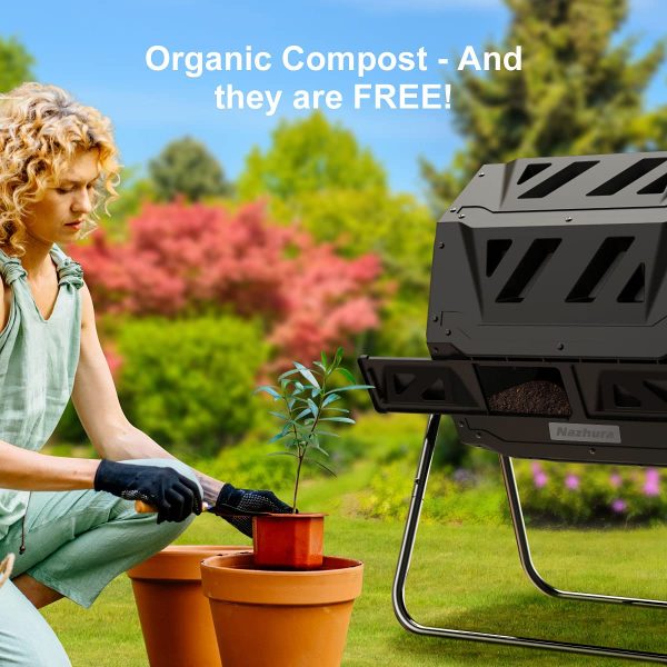 Compost Tumbler Bin Composter Dual Chamber 43 Gallon (Bundled with Pearson s Gardening Gloves) - Image 4