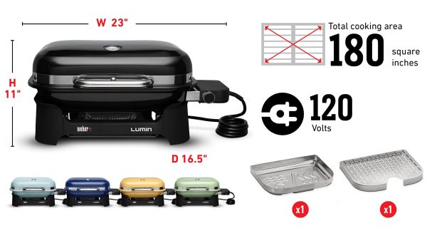 Lumin Compact Outdoor Electric Barbecue Grill, Black - Image 13