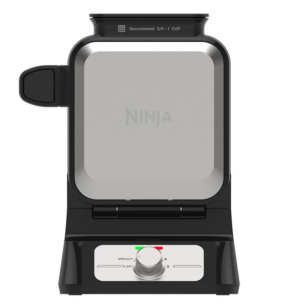 BW1001 NeverStick PRO Belgian Waffle Maker, Vertical Design, 5 Shade Settings, Black   Silver
