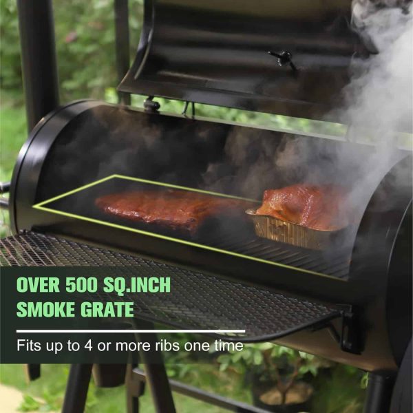 MFSTUDIO Heavy Duty Smoker, X-Large Charcoal Grill with Offset Smoker, 942 sq.in. Cooking Area, Black - Image 2