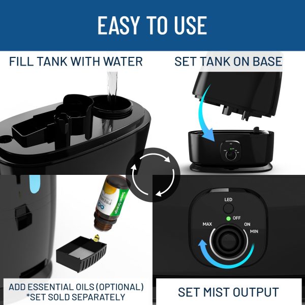 Everlasting Comfort Cool Mist Humidifiers for Bedroom (6L)   Humidifier Large Room No-Filter, Quiet Air Humidifier, Black - Image 4