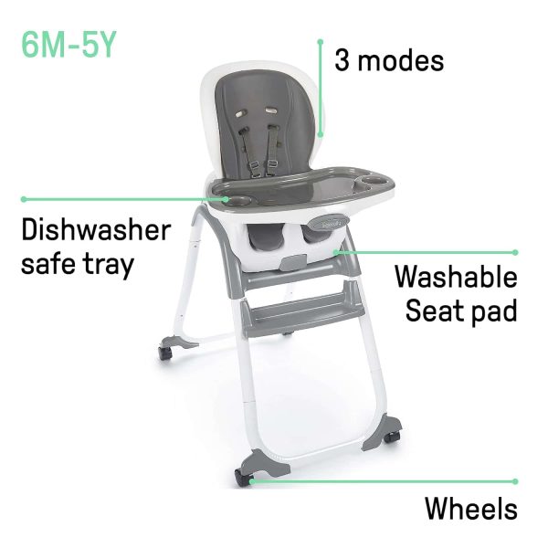 Ingenuity SmartClean Trio Elite 3-in-1 Convertible Baby High Chair, Toddler Chair, and Dining Booster Seat   Slate - Image 3