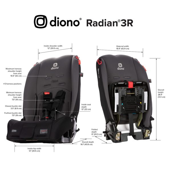 Diono Radian 3R, 3-in-1 Convertible Car Seat, Rear Facing   Forward Facing, 10 Years 1 Car Seat, Slim Fit 3 Across, Gray Slate - Image 2