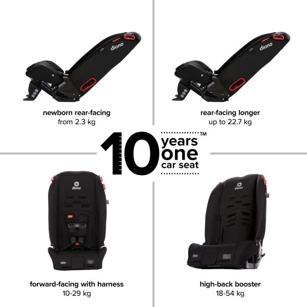 Diono Radian 3R, 3-in-1 Convertible Car Seat, Rear Facing   Forward Facing, 10 Years 1 Car Seat, Slim Fit 3 Across, Jet Black - Image 7